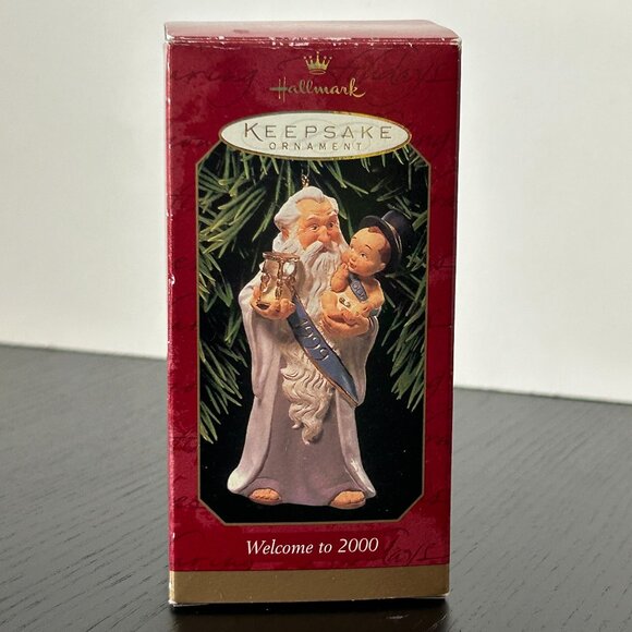 Hallmark Keepsake Ornament 1999 Welcome to 2000 Father Time and Baby New Year - Picture 1 of 16